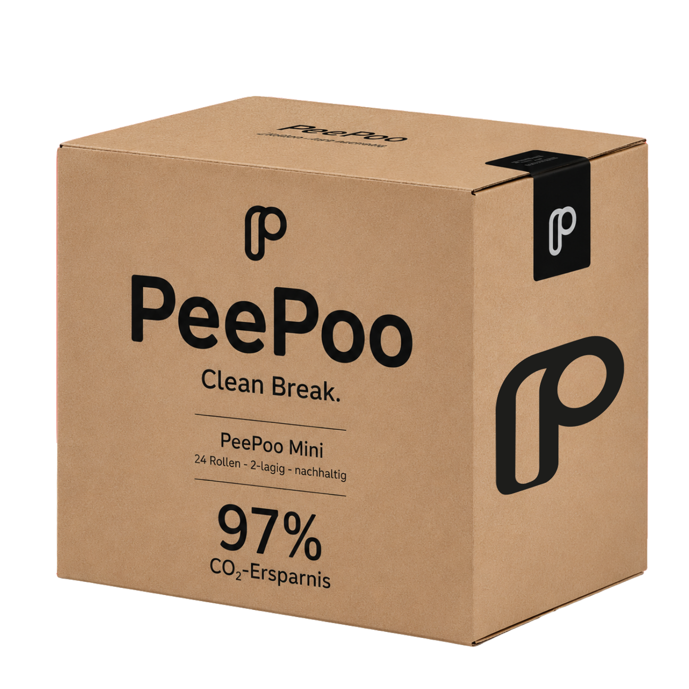 PeePoo Mini, Toilettenpapier, 2-lagig, Recycling, 300 Blatt, 24 Rollen