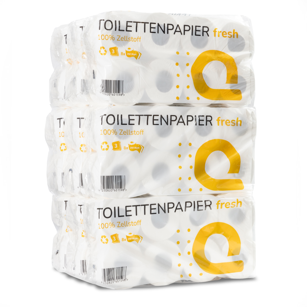Toilettenpapier 3-lagig, 72 Rollen, Zellstoff, hochweiß
