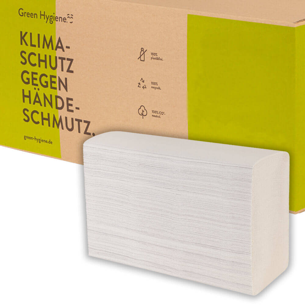Green Hygiene INGEBORG, Falthandtücher, N-Falz, 2-lagig, 21x24cm, Recycling, 3000 Blatt