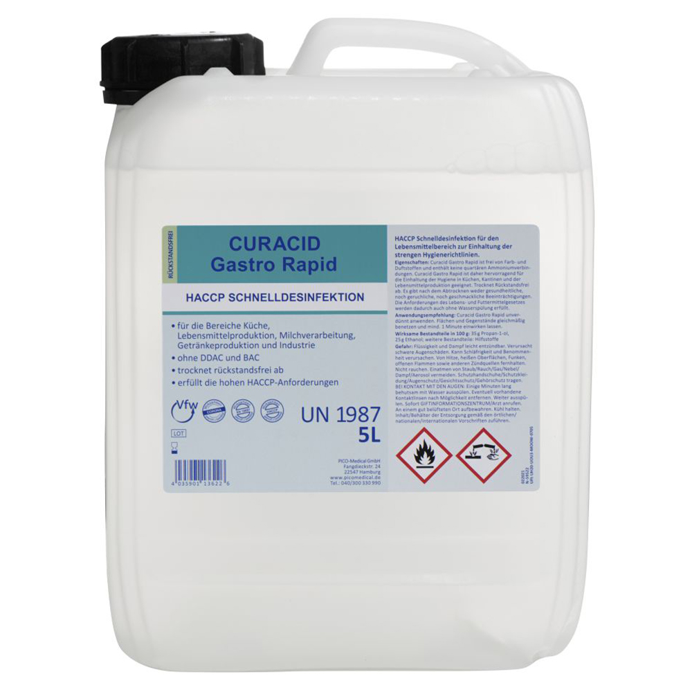 Curacid Gastro Rapid Sprühdesinfektionsmittel für den Lebensmittelbereich, Kanister, 5 Liter