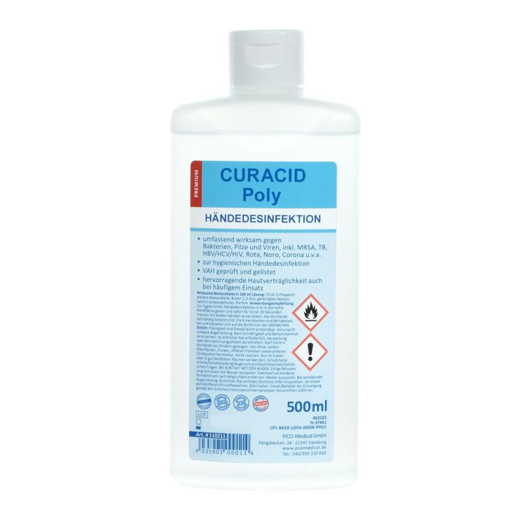 Curacid Poly Premium-Händedesinfektionsmittel, 18 x 500ml
