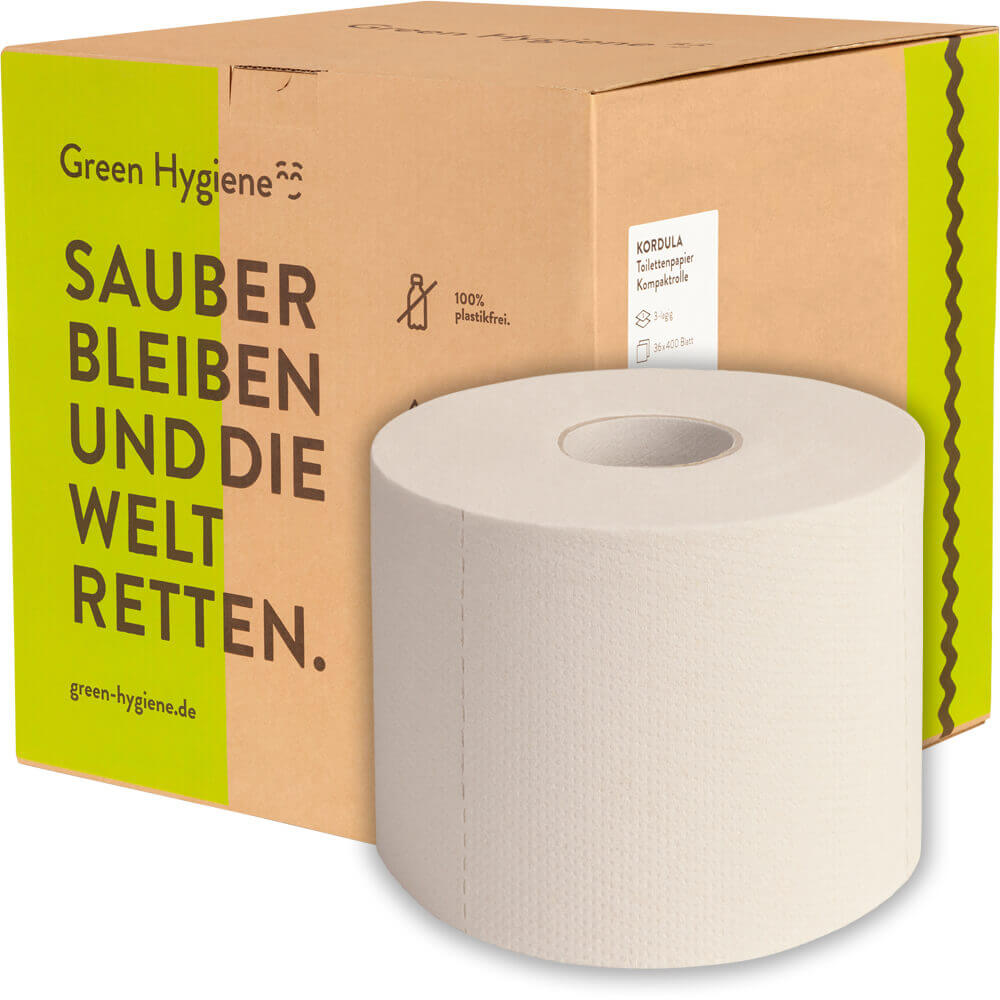 Muster: Green Hygiene KORDULA, Toilettenpapier, 3-lagig, Recycling, 400 Blatt