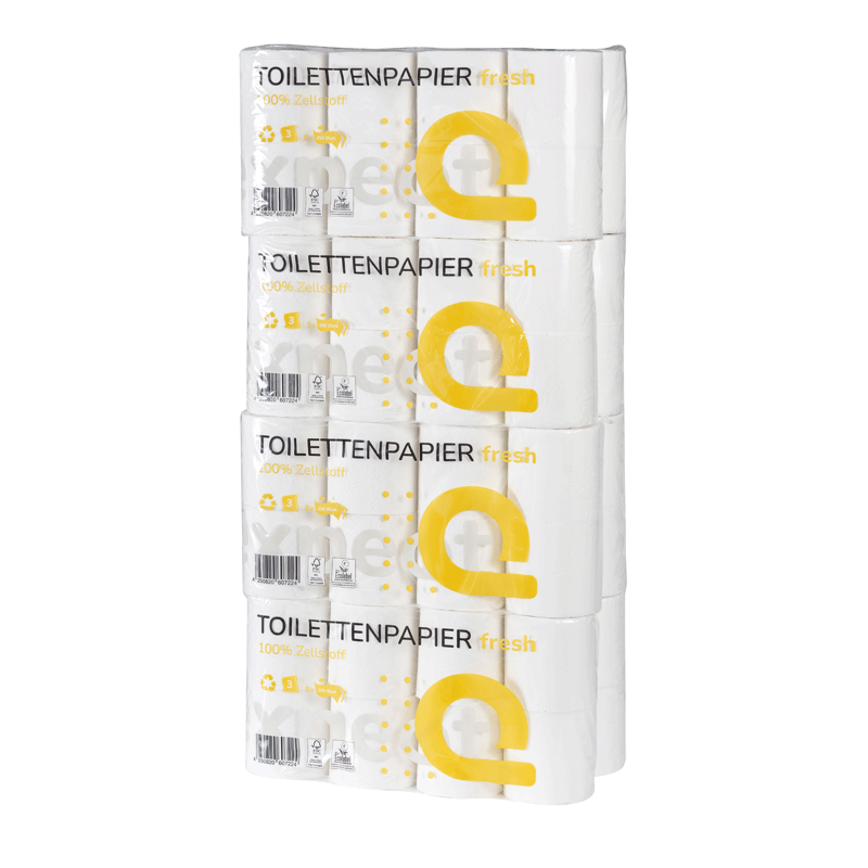 Toilettenpapier, 3-lagig, Zellstoff, 250 Blatt, 64 Rollen