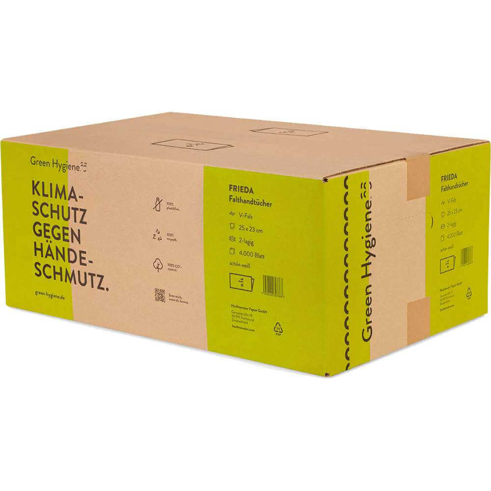 Green Hygiene FRIEDA, Falthandtücher, Z-Falz, 2-lagig, 25x23cm, Recycling, 4000 Blatt