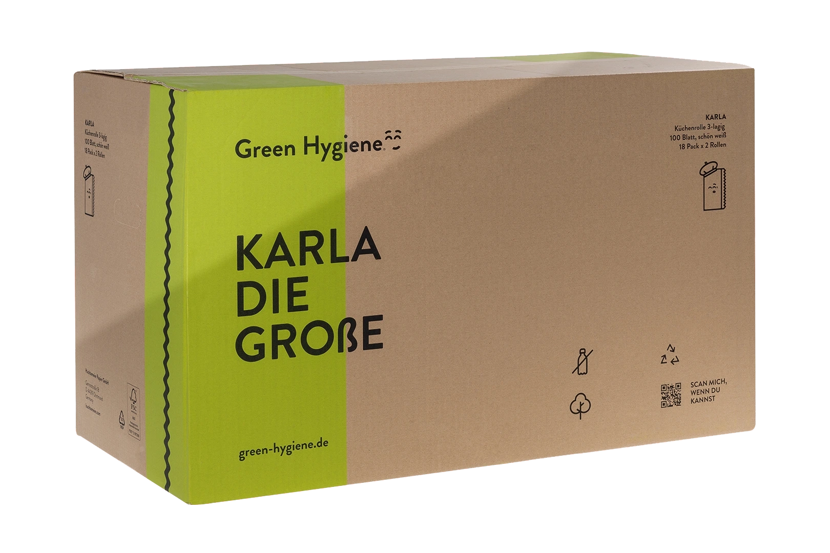 Green Hygiene KARLA Küchenrollen, 3-lagig, Recycling, 100 Blatt, 36 Rollen